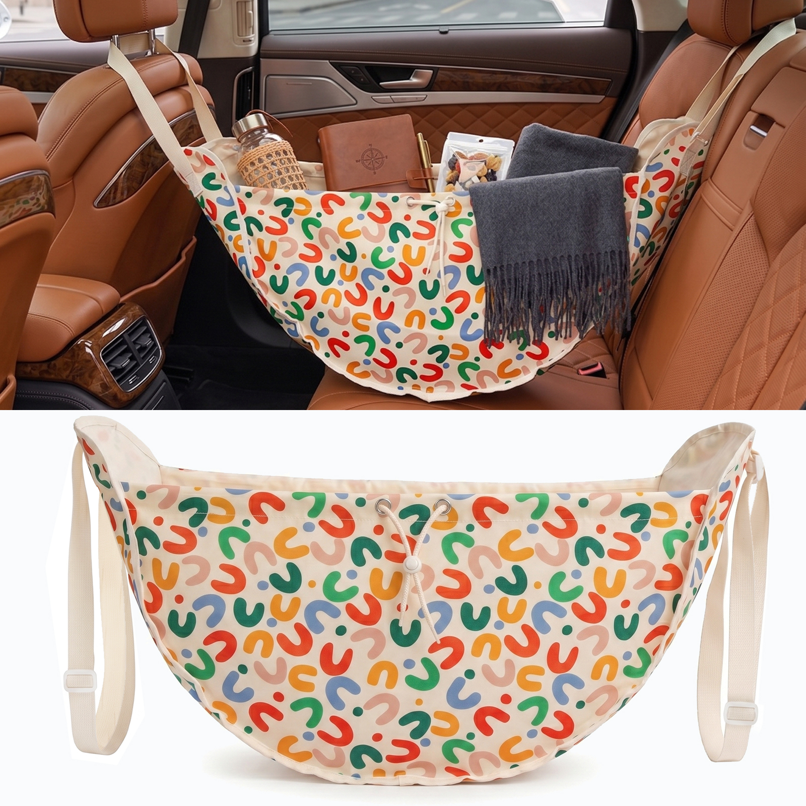 Car Seat Back Organizer, Large Capacity Car Hanging Storage Bag, Essential for Family Road Trips & Camping