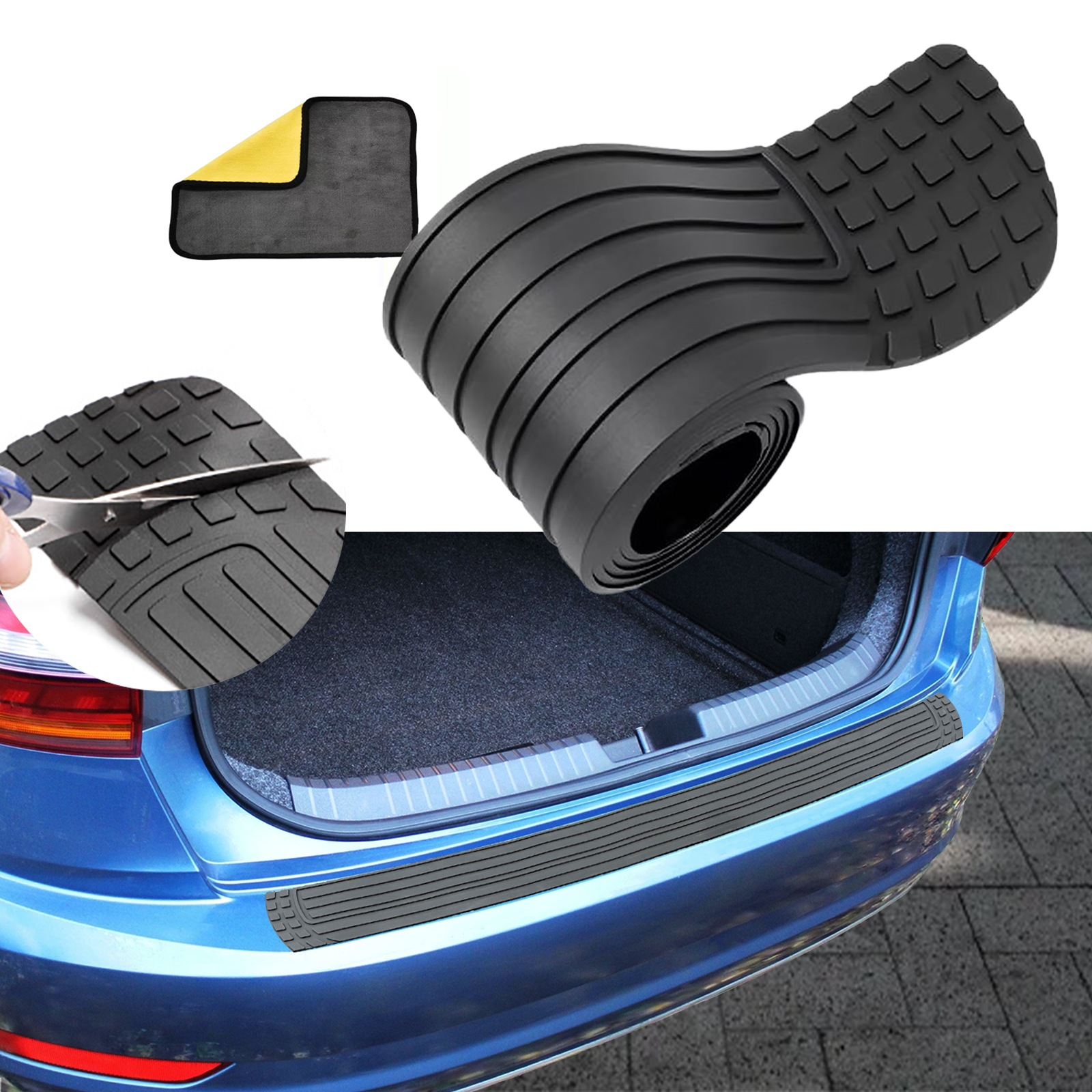 Car Rear Bumper Protector, 41 x 3.4 inch Trimmable, Anti-Scratch Rubber Rear Bumper Guard, Universal Non-Slip Trunk Exterior Accessories, Suitable for most cars SUV、 truck